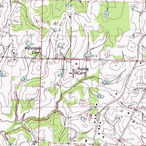 Topographic Map of Rome Cemetery, MS