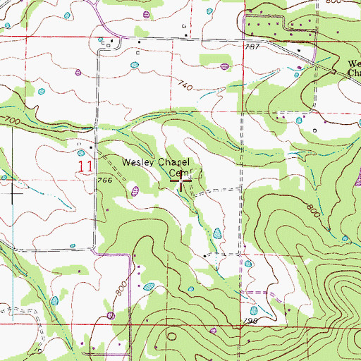 Topographic Map of Wesley Chapel School (historical), AR