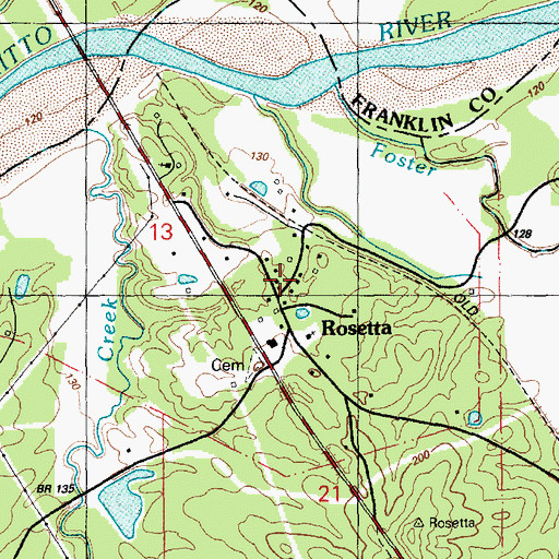 Topographic Map of Rosetta, MS