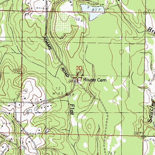 Topographic Map of Rouse Cemetery, MS