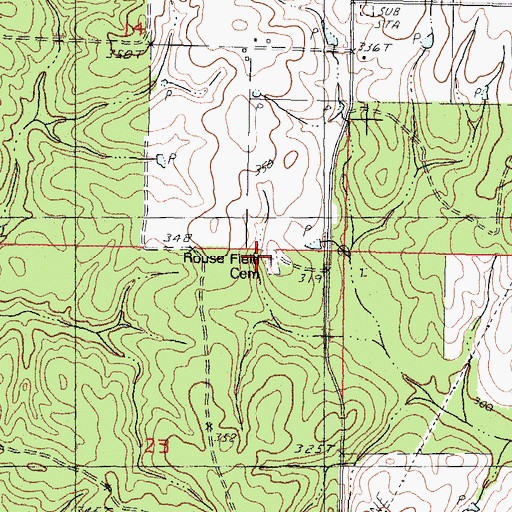 Topographic Map of Rouse Field Cemetery, MS