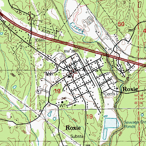 Topographic Map of Roxie, MS