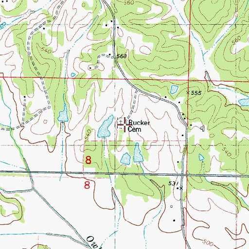 Topographic Map of Rucker Cemetery, MS