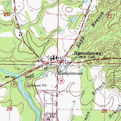 Topographic Map of Runnelstown, MS