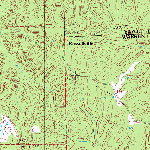 Topographic Map of Russellville, MS