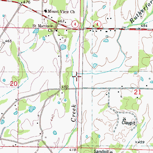 Topographic Map of Rutherford Branch, MS