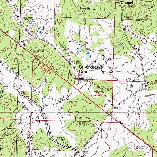 Topographic Map of Saint Andrews Church, MS