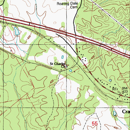 Topographic Map of Saint Charles Church, MS