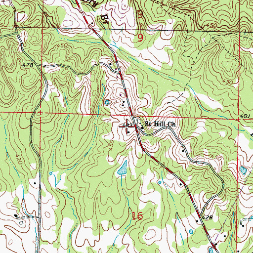 Topographic Map of Saint Hill Church, MS