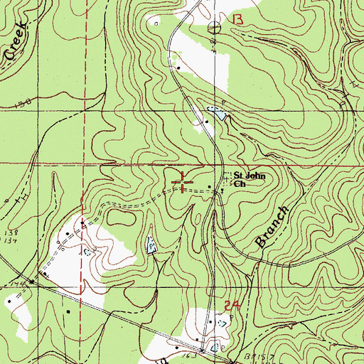 Topographic Map of Saint Johns School, MS