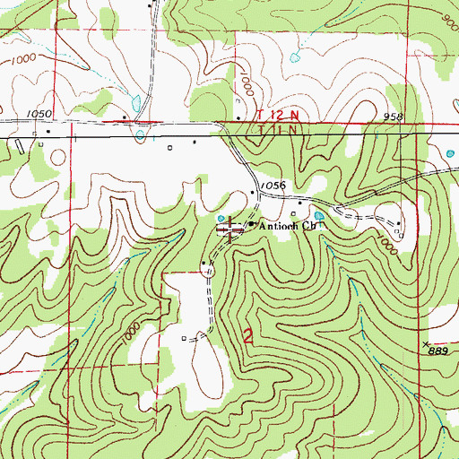 Topographic Map of Antioch Cemetery, AR