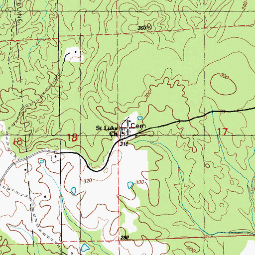 Topographic Map of Saint Luke Church, MS
