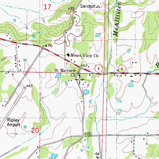 Topographic Map of Saint Matthew Church, MS