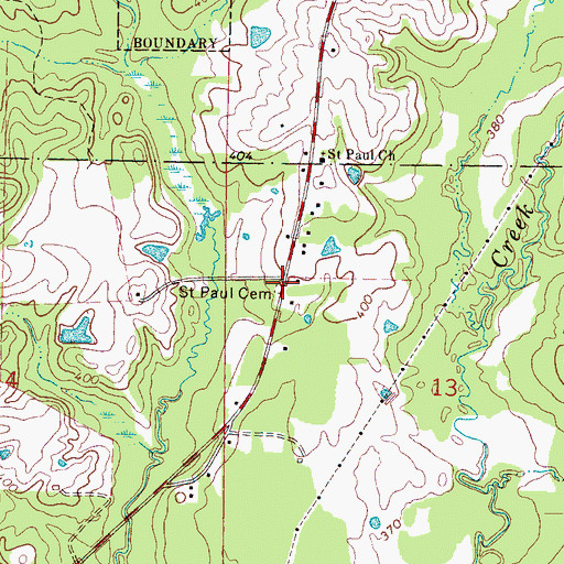 Topographic Map of Saint Paul Cemetery, MS