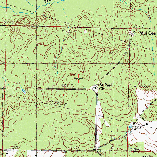 Topographic Map of Saint Paul Church, MS