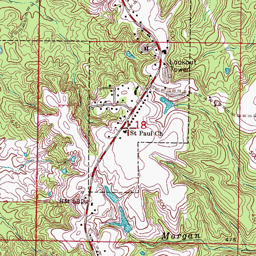 Topographic Map of Saint Paul Church, MS