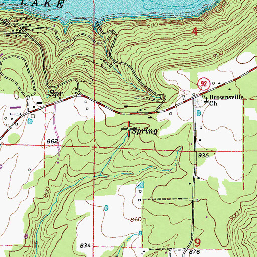 Topographic Map of Brownsville Spring, AR