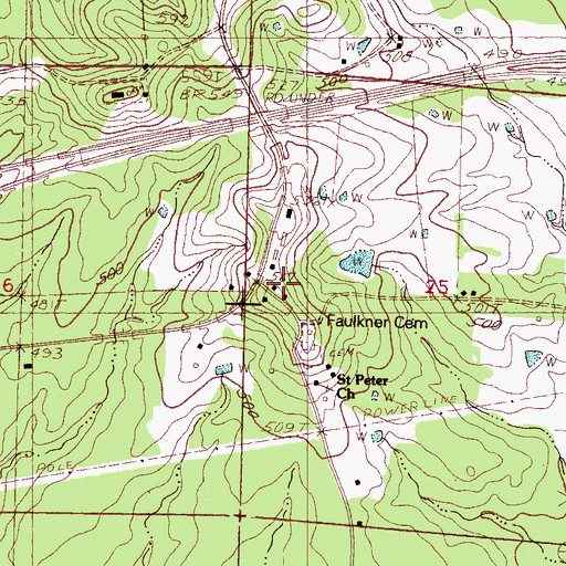 Topographic Map of Saint Peter Church, MS