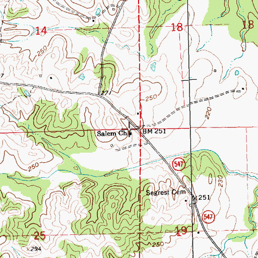 Topographic Map of Salem Church, MS