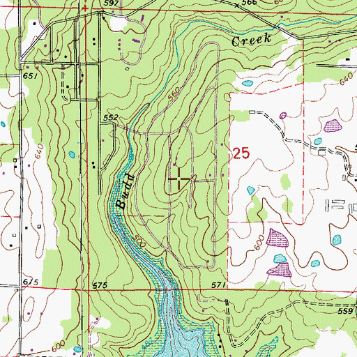 Topographic Map of Budd Creek, AR