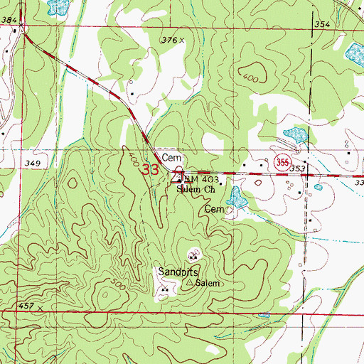 Topographic Map of Salem Church, MS