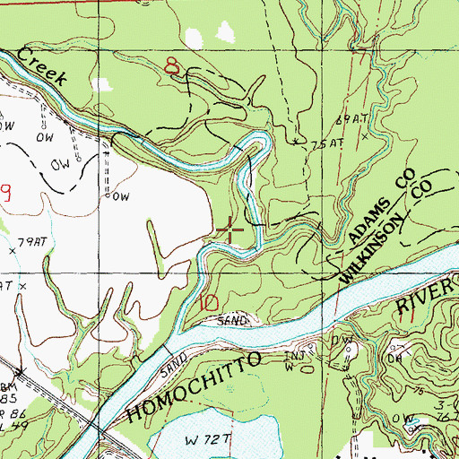 Topographic Map of Sammy Creek, MS