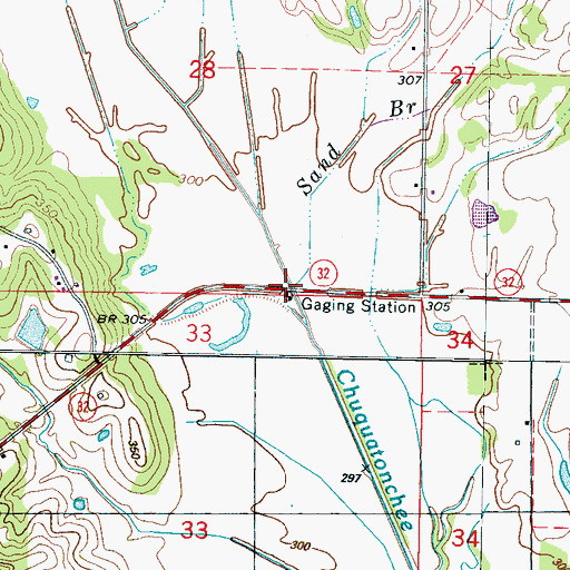 Topographic Map of Sand Branch, MS