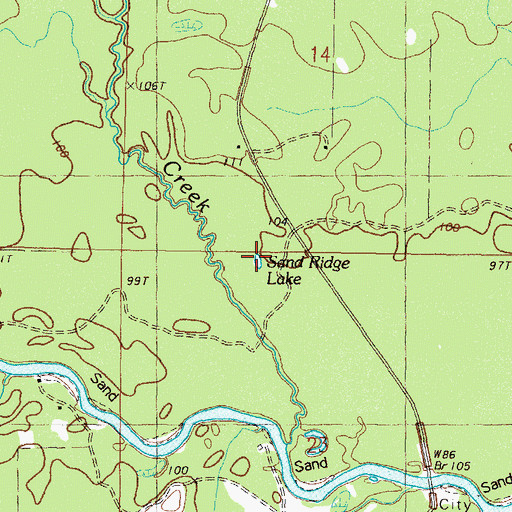 Topographic Map of Sand Ridge Lake, MS