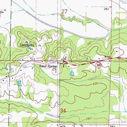 Topographic Map of Sand Spring Church, MS
