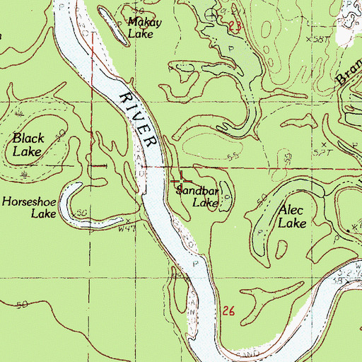 Topographic Map of Sandbar Lake, MS