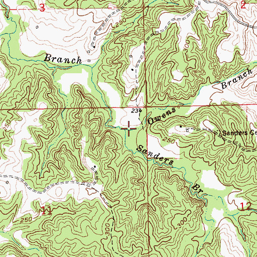 Topographic Map of Sanders Branch, MS