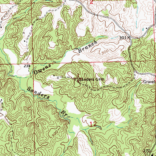 Topographic Map of Sanders Cemetery, MS