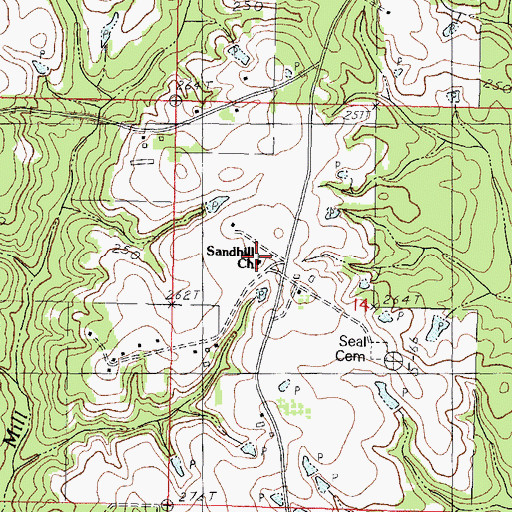Topographic Map of Sandhill Church, MS