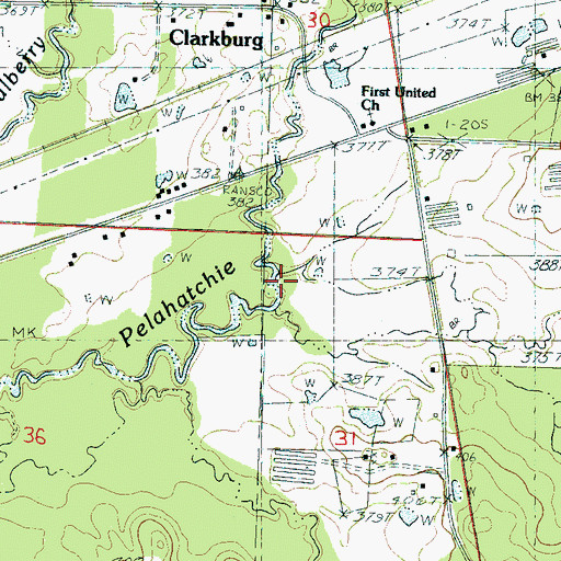 Topographic Map of Sandy Creek, MS