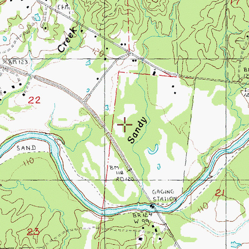 Topographic Map of Sandy Creek, MS