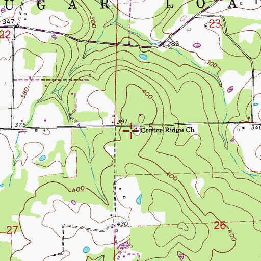 Topographic Map of Center Ridge School (historical), AR