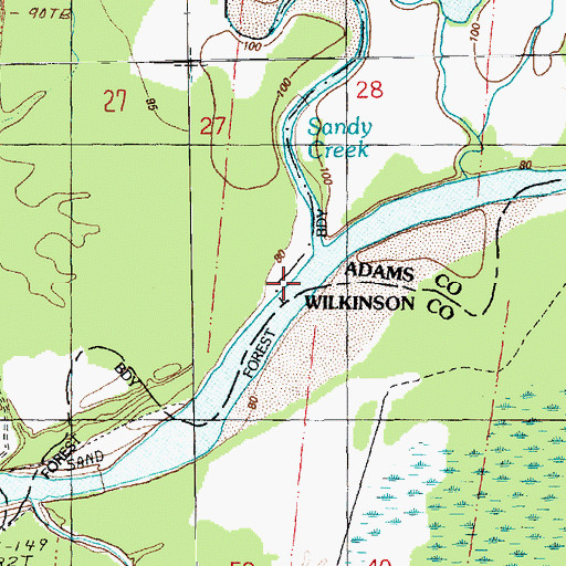 Topographic Map of Sandy Creek, MS