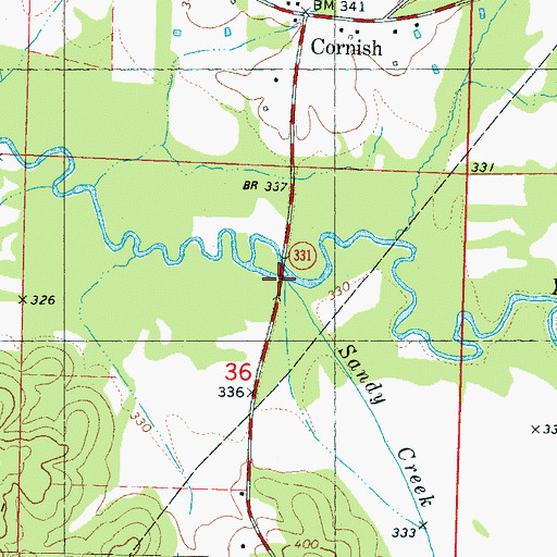 Topographic Map of Sandy Creek, MS