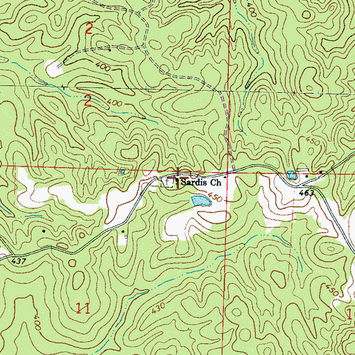 Topographic Map of Sardis Church, MS