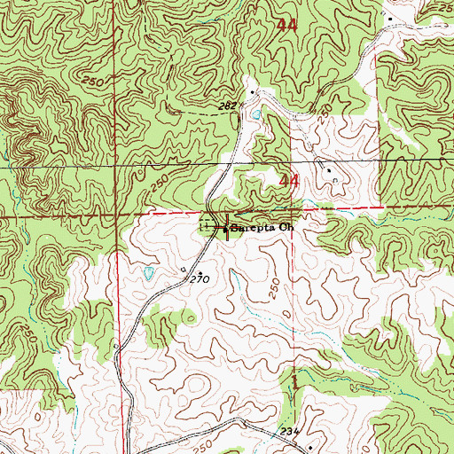 Topographic Map of Old Sarepta Baptist Church, MS
