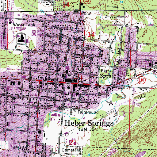 Topographic Map of Central Methodist Church, AR