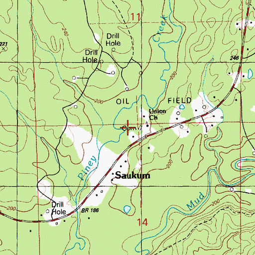 Topographic Map of Saukum, MS