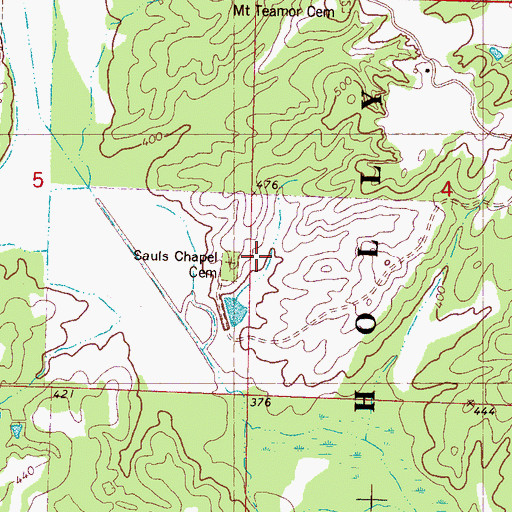 Topographic Map of Sauls Chapel Cemetery, MS