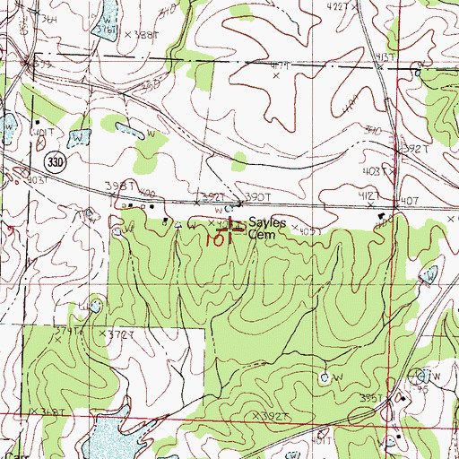 Topographic Map of Sayles Cemetery, MS