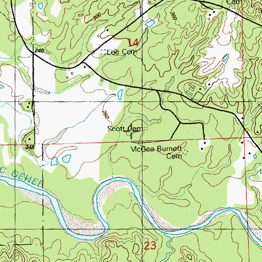 Topographic Map of Scott Cemetery, MS