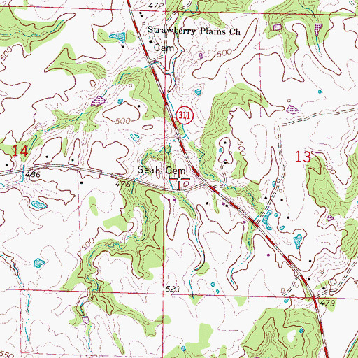 Topographic Map of Seals Cemetery, MS