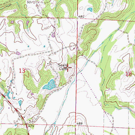 Topographic Map of Seals Cemetery, MS
