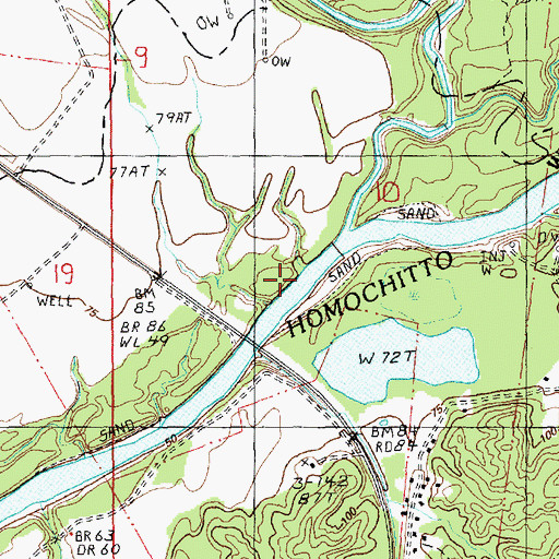 Topographic Map of Second Creek, MS