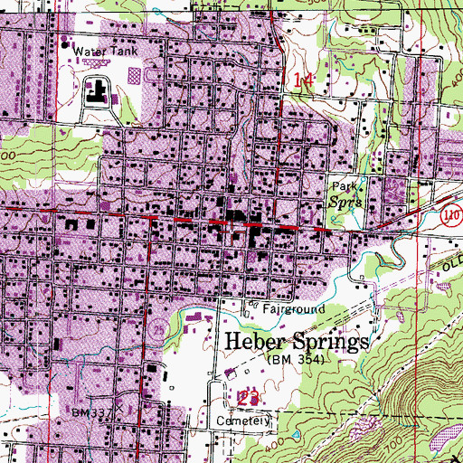Topographic Map of Cleburne County Courthouse, AR