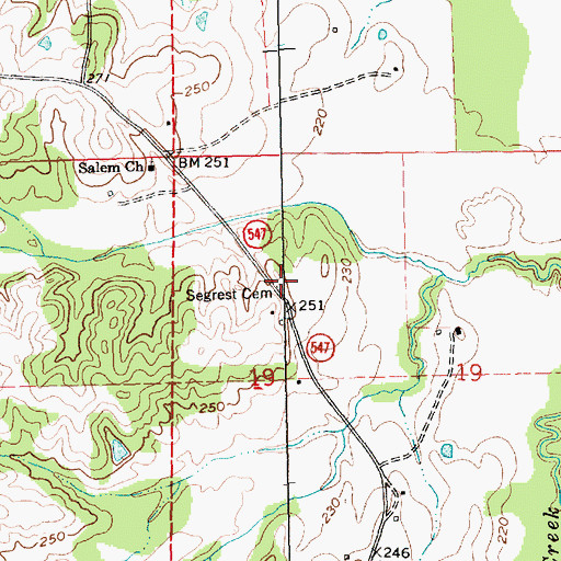 Topographic Map of Segrest Cemetery, MS